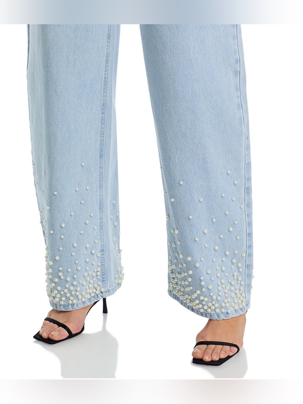Aqua Pearled Wide-Leg Jeans - Sz 33